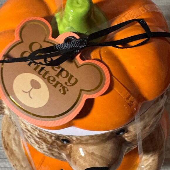 Viral TikTok Creepy Critters 10” Halloween Pumpkin Teddy Bear Cookie Jar - New - Picture 4 of 6
